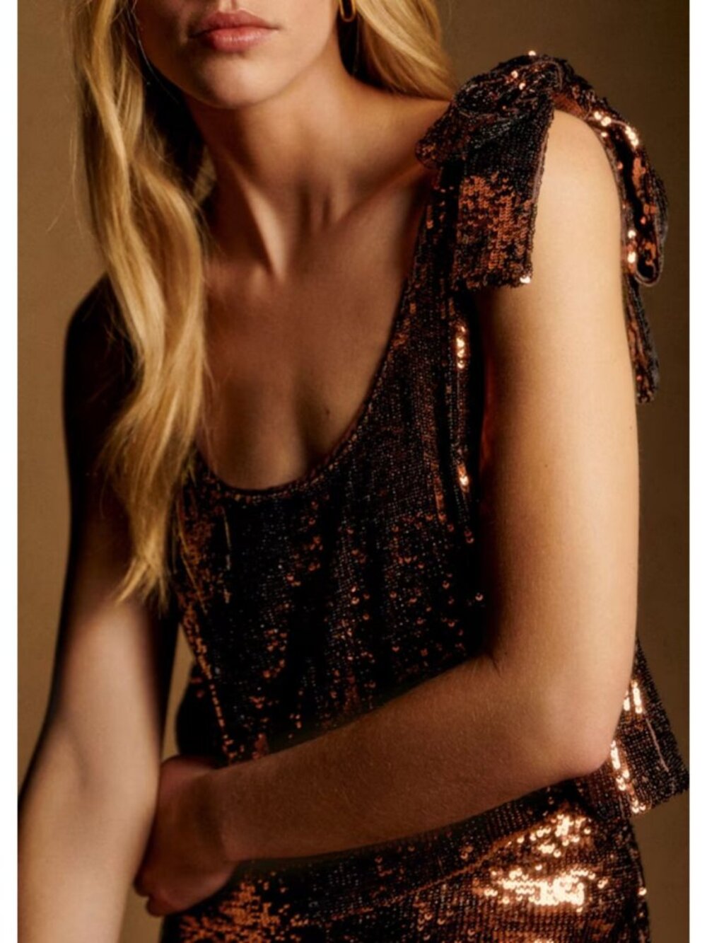 Sezane Lyra Blouse Copper Sequins Size FR 42/ US 10